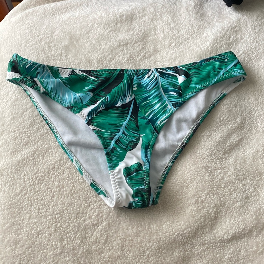 White blue green leaves bikini bottoms